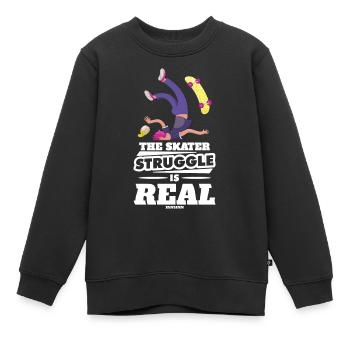 Le patineur vole sur le nez - Sweat Premium enfant bio - noir - Devant - AI Model Kid Female (0cm)