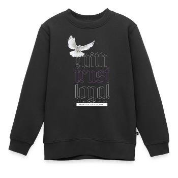 Faith trust loyal - Kinder Premium Organic Sweatshirt - Schwarz - Vorne - AI Model Kid Female (0cm)
