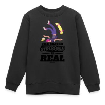 Skateboard Unfall Skater lustiger Spruch - Kinder Premium Organic Sweatshirt - Schwarz - Vorne - AI Model Kid Female (0cm)