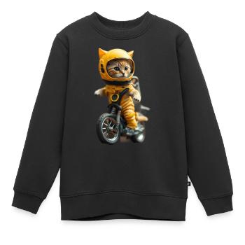 Katze Astronaut Haustier Geschenk - Kinder Premium Organic Sweatshirt - Schwarz - Vorne - AI Model Kid Female (0cm)