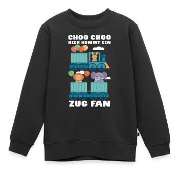 CHOO CHOO HIER KOMMT EIN ZUG FAN Eisenbahn Tiere - Kinder Premium Organic Sweatshirt - Schwarz - Vorne - AI Model Kid Female (0cm)