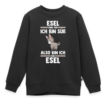Esel - Kinder Premium Organic Sweatshirt - Schwarz - Vorne - AI Model Kid Female (0cm)