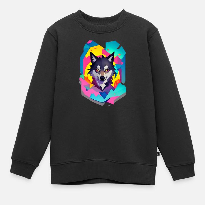 Loup - Sweat Premium enfant bio - noir