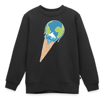 Faire fondre la terre comme crème glacée dans une gaufre - Sweat Premium enfant bio - noir - Devant - AI Model Kid Female (0cm)