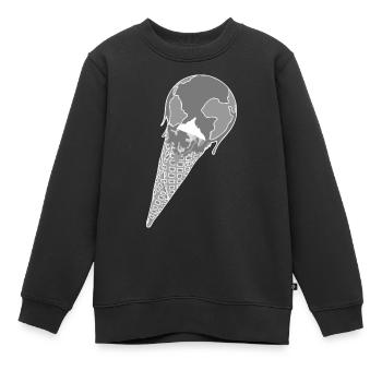 Faire fondre la terre comme crème glacée dans une gaufre - Sweat Premium enfant bio - noir - Devant - AI Model Kid Female (0cm)
