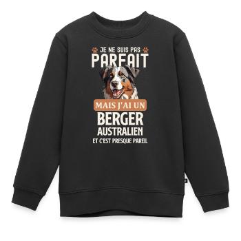 Berger australien chien doux - Sweat Premium enfant bio - noir - Devant - AI Model Kid Female (0cm)