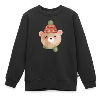 cute bear with bobble hat and scarf in winter - Kids Premium Organic Sweatshirt - black - Front - AI Model Kid Female (0cm)