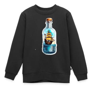 Flaschenschiff / Flaschenpost / Ahoi / Anker - Kinder Premium Organic Sweatshirt - Schwarz - Vorne - AI Model Kid Female (0cm)