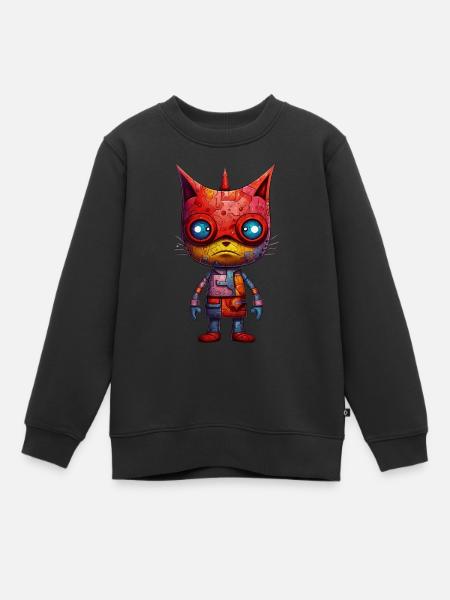 Cat Knight Frenzy: Värikäs panssariversio Tee - Lasten Premium collegepaita luomu - musta