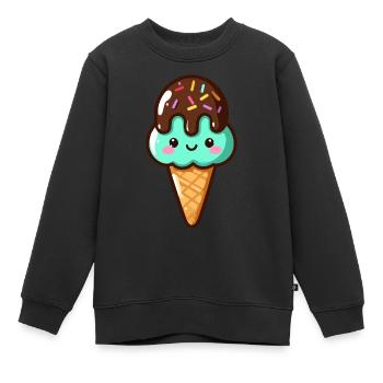 Süßes Pistazien-Schoko-Eis - Kinder Premium Organic Sweatshirt - Schwarz - Vorne - AI Model Kid Female (0cm)