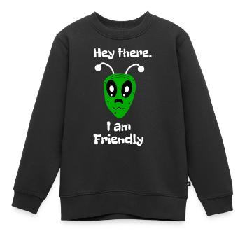 Hey there I'm friendly - Kids Premium Organic Sweatshirt - black - Front - AI Model Kid Female (0cm)