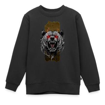 Inferno-Gebrüll: Wütender Bär mit roten flammenden Augen - Kinder Premium Organic Sweatshirt - Schwarz - Vorne - AI Model Kid Female (0cm)