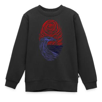Vagues dynamiques - Sweat Premium enfant bio - noir - Devant - AI Model Kid Female (0cm)