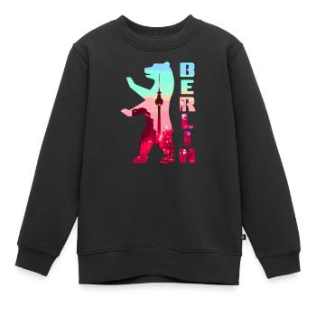 Berliner Bär gefüllt mit Skyline Fernsehturm - Kinder Premium Organic Sweatshirt - Schwarz - Vorne - AI Model Kid Female (0cm)