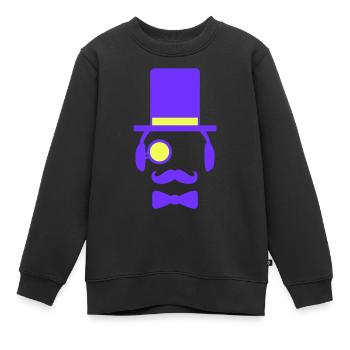 DJ Sir Schnurrbart Monokel Zylinder Cool Gentleman - Kinder Premium Organic Sweatshirt - Schwarz - Vorne - AI Model Kid Female (0cm)