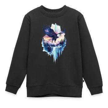 Adler - Kinder Premium Organic Sweatshirt - Schwarz - Vorne - AI Model Kid Female (0cm)