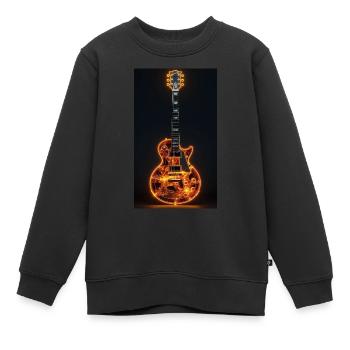 Gitarre Feuer - Kinder Premium Organic Sweatshirt - Schwarz - Vorne - AI Model Kid Female (0cm)