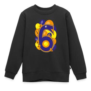 Kindergeburtstags-Zahl die glückliche sechs. - Kinder Premium Organic Sweatshirt - Schwarz - Vorne - AI Model Kid Female (0cm)