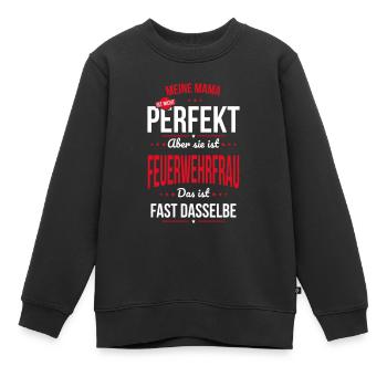 Ma mère n’est pas parfaite - Pompier - Sweat Premium enfant bio - noir - Devant - AI Model Kid Female (0cm)
