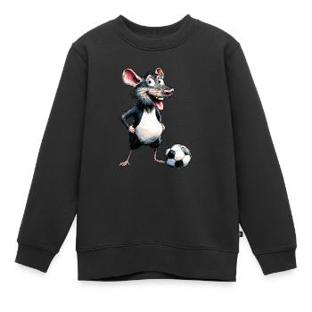 Ratte Fussballer - Kinder Premium Organic Sweatshirt - Schwarz - Vorne - AI Model Kid Female (0cm)