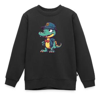 Crocodile cool - Sweat Premium enfant bio - noir - Devant - AI Model Kid Female (0cm)