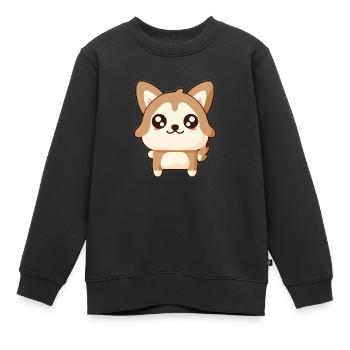 Chien - Sweat Premium enfant bio - noir - Devant - AI Model Kid Female (0cm)