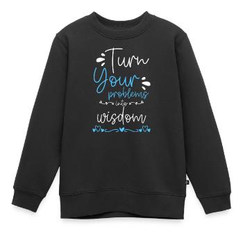 Problem Fun No problem Motto - Kids Premium Organic Sweatshirt - black - Front - AI Model Kid Female (0cm)