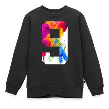 NUMMER 9 JAHRE ALT 9. GEBURTSTAG - Kinder Premium Organic Sweatshirt - Schwarz - Vorne - AI Model Kid Female (0cm)