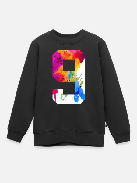 NUMÉRO 9 ANS 9E ANNIVERSAIRE - Sweat Premium enfant bio - noir