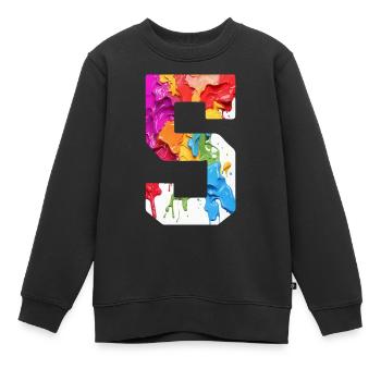FARBIG NUMMER 5 BUNT 5. GEBURTSTAG - Kinder Premium Organic Sweatshirt - Schwarz - Vorne - AI Model Kid Female (0cm)