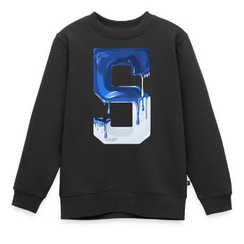 NR. 5 NUMMER 5 BLAU WEIß 5. GEBURTSTAG - Kinder Premium Organic Sweatshirt - Schwarz - Vorne - AI Model Kid Female (0cm)