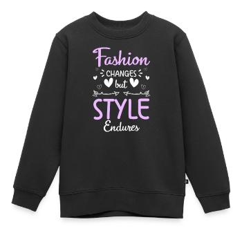 Défilé de vêtements de mode - Sweat Premium enfant bio - noir - Devant - AI Model Kid Female (0cm)