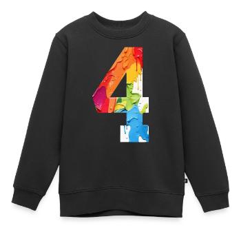 COLORED NUMBER 4 COLORFUL 4TH BIRTHDAY - Kids Premium Organic Sweatshirt - black - Front - AI Model Kid Female (0cm)