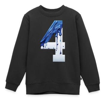 NR. 4 NUMMER 4 BLAU WEIß 4. GEBURTSTAG - Kinder Premium Organic Sweatshirt - Schwarz - Vorne - AI Model Kid Female (0cm)