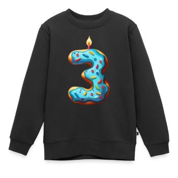 NUMMER 3 KUCHEN SWEET 3. GEBURTSTAG - Kinder Premium Organic Sweatshirt - Schwarz - Vorne - AI Model Kid Female (0cm)