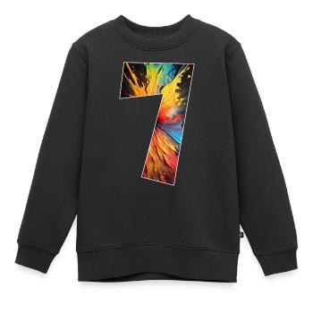 NUMMER 7 JAHRE 7. GEBURTSTAG - Kinder Premium Organic Sweatshirt - Schwarz - Vorne - AI Model Kid Female (0cm)