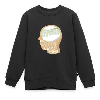 Matcha cerveau matcha latte abstraite matcha pensée - Sweat Premium enfant bio - noir - Devant - AI Model Kid Female (0cm)