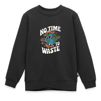 No Time to Waste Earth - Kinder Premium Organic Sweatshirt - Schwarz - Vorne - AI Model Kid Female (0cm)