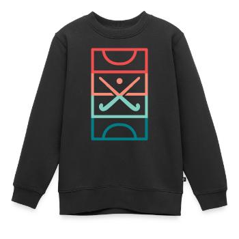 Hockey Spielfeld Vintage Feldhockey - Kinder Premium Organic Sweatshirt - Schwarz - Vorne - AI Model Kid Female (0cm)