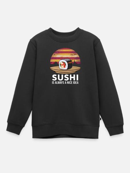 Sushi sur un coucher de soleil rétro - Sweat Premium enfant bio - noir