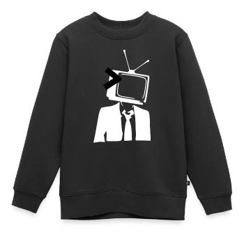 Télévision tv comme tête - Sweat Premium enfant bio - noir - Devant - AI Model Kid Female (0cm)