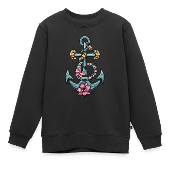 Port d’ancrage - Sweat Premium enfant bio - noir - Devant - AI Model Kid Female (0cm)