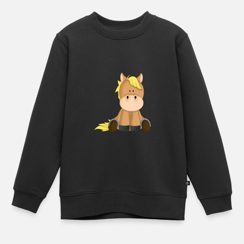 Pferd - Kinder Premium Organic Sweatshirt - Schwarz