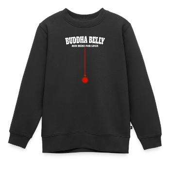Buddha Belly rub here for luck - Kids Premium Organic Sweatshirt - black - Front - AI Model Kid Female (0cm)