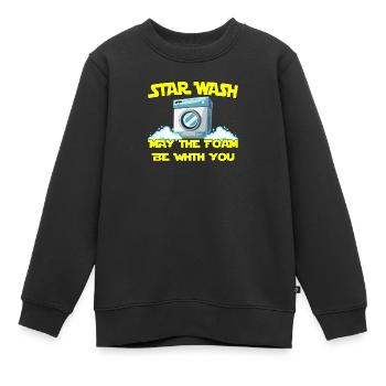 Star Wash - que la mousse soit avec vous - Sweat Premium enfant bio - noir - Devant - AI Model Kid Female (0cm)