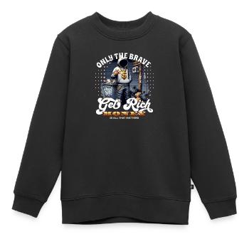 Seuls les courageux s’enrichissent - Sweat Premium enfant bio - noir - Devant - AI Model Kid Female (0cm)