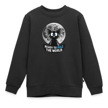Prêt à conquérir le monde – Souris au clair de lune - Sweat Premium enfant bio - noir - Devant - AI Model Kid Female (0cm)