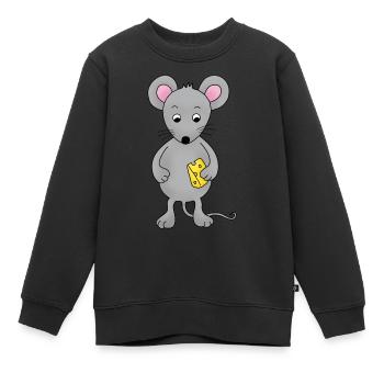 kleine Maus mit Käse - Kinder Premium Organic Sweatshirt - Schwarz - Vorne - AI Model Kid Female (0cm)