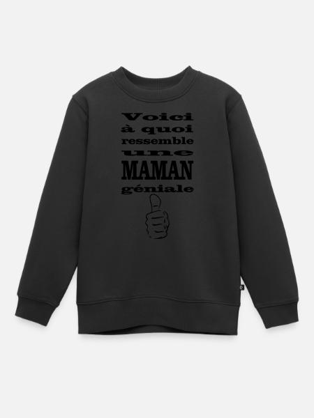 maman géniale - Sweat Premium enfant bio - noir