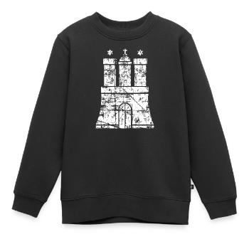 Hamburger Wappen (Vintage Weiß) Hamburg Design - Kinder Premium Organic Sweatshirt - Schwarz - Vorne - AI Model Kid Female (0cm)